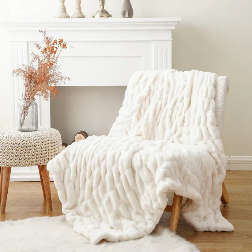 Reversible Rabbit Fur Blanket